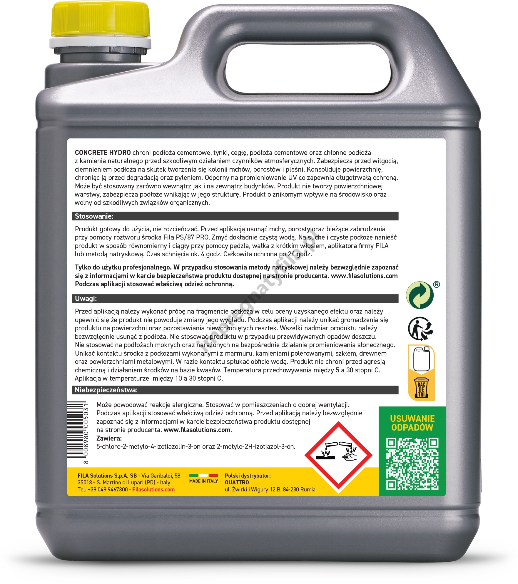 FILA CONCRETE HYDRO (5 L) - impregnat do kostki betonowej i bruku, tył